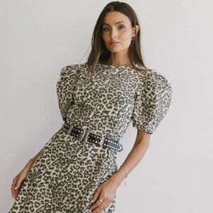 Bohme Boutique Campbell Denim Dress in Leopard Print  - XS